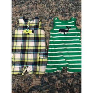 Carter’s 9 Month Rompers sleeveless bibs lot of 2